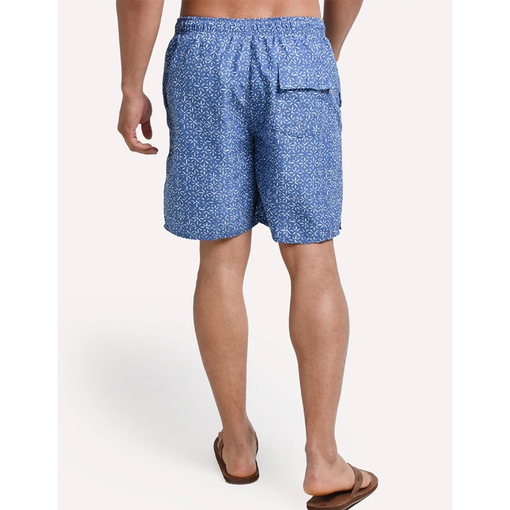 TRUE GRIT Mens Swim Trunks Board Shorts Bali Blue Print Drawstring Waterman XL - Picture 2 of 16